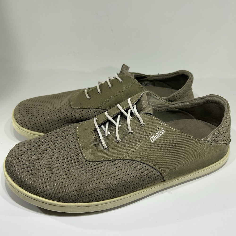 OluKai Nohea Moku Mens Size 9 Olive Canvas Boat Shoes 10283-1020